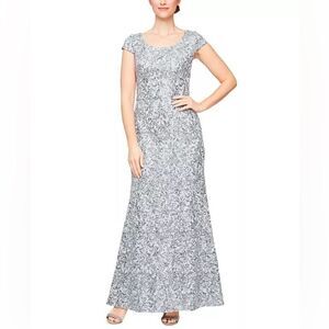 ALEX EVENINGS Petite Lace Fit & Flare Dress Evenings Women's Lace Cold dress 10
